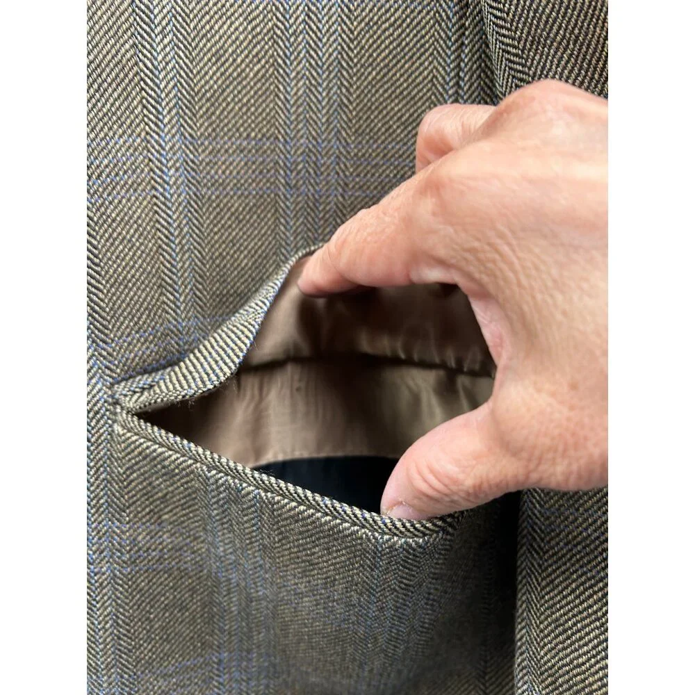 Lauren Ralph Lauren Blazer Mens 44R Brown Herringbone Wool Sport Coat Ivy League